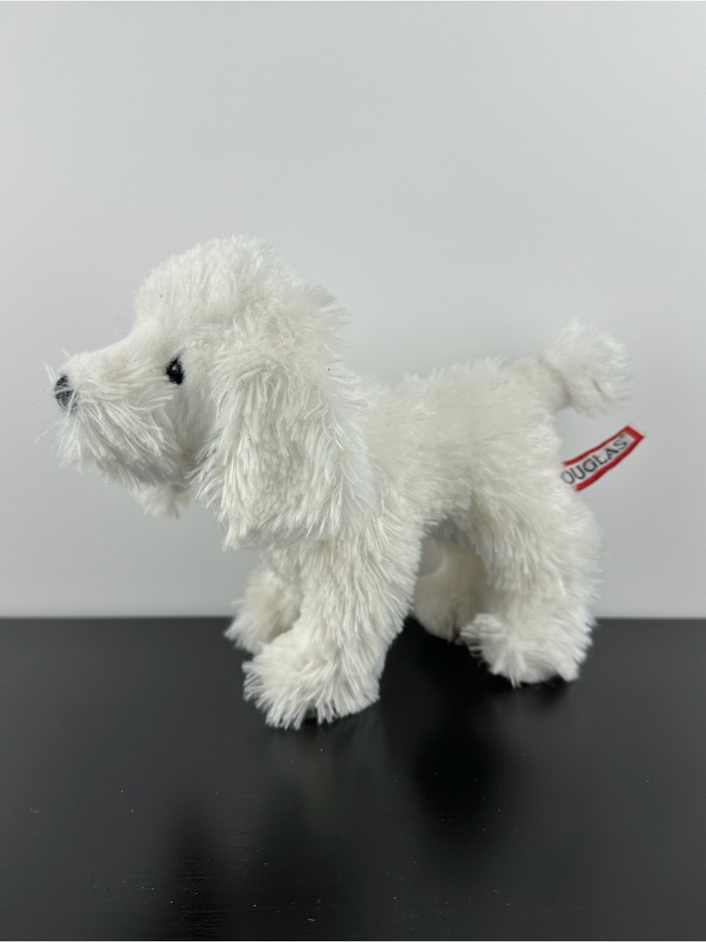 Douglas Cuddle Toys Rare Gina White Poodle Puppy Dog 7” Red Ribbon Bow Plush